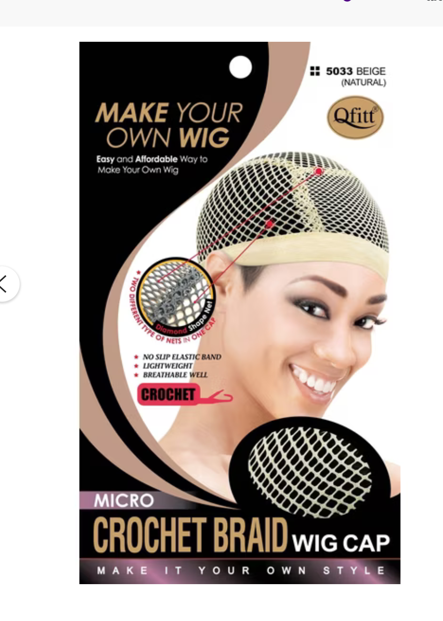 QFITT PREMIUM MICRO CROCHET BRAID WIG CAP BLACK