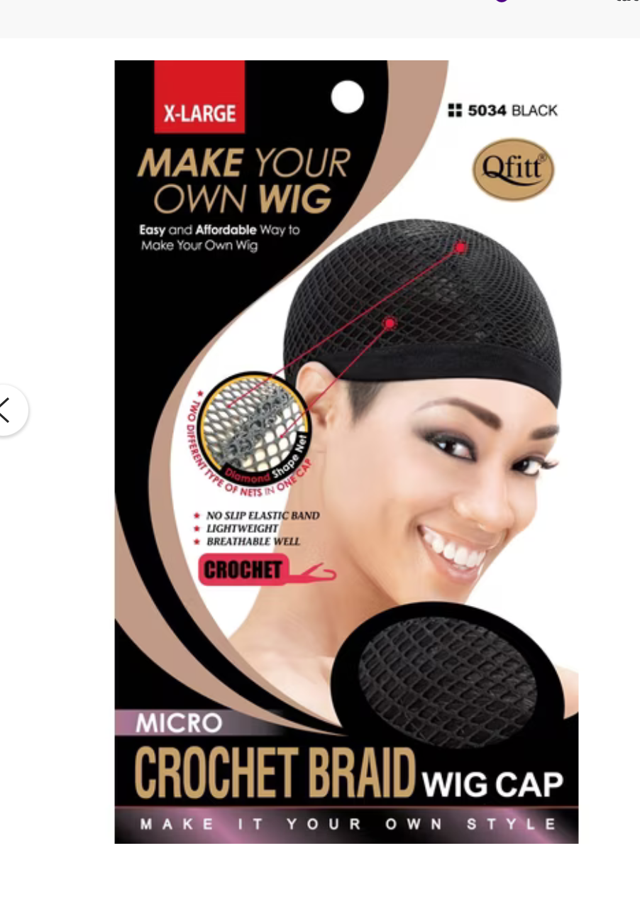 QFITT PREMIUM MICRO CROCHET BRAID WIG CAP BLACK