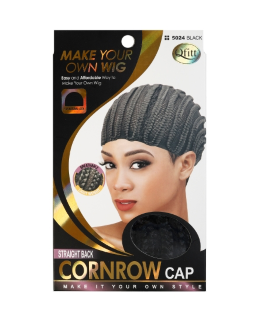 QFITT STRAIGHT BACK CORNROW CAP BLACK