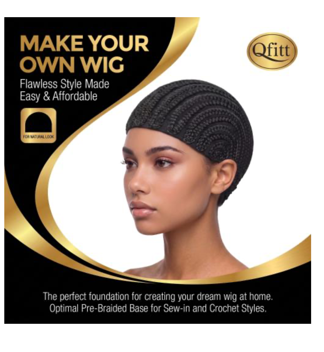 QFITT STRAIGHT BACK CORNROW CAP BLACK