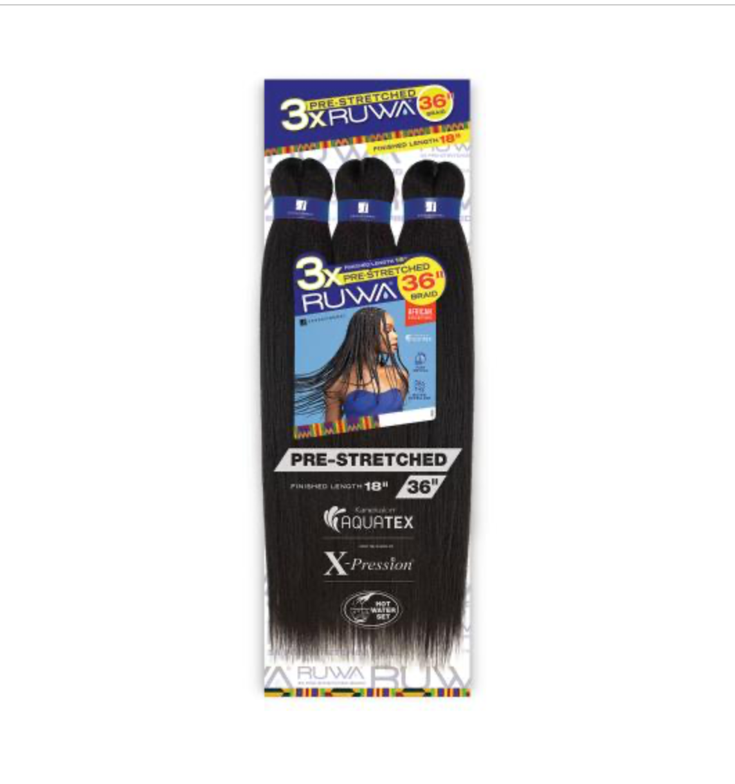 3X RUWA PRE-STRETCHED BRAIDING HAIR 36''