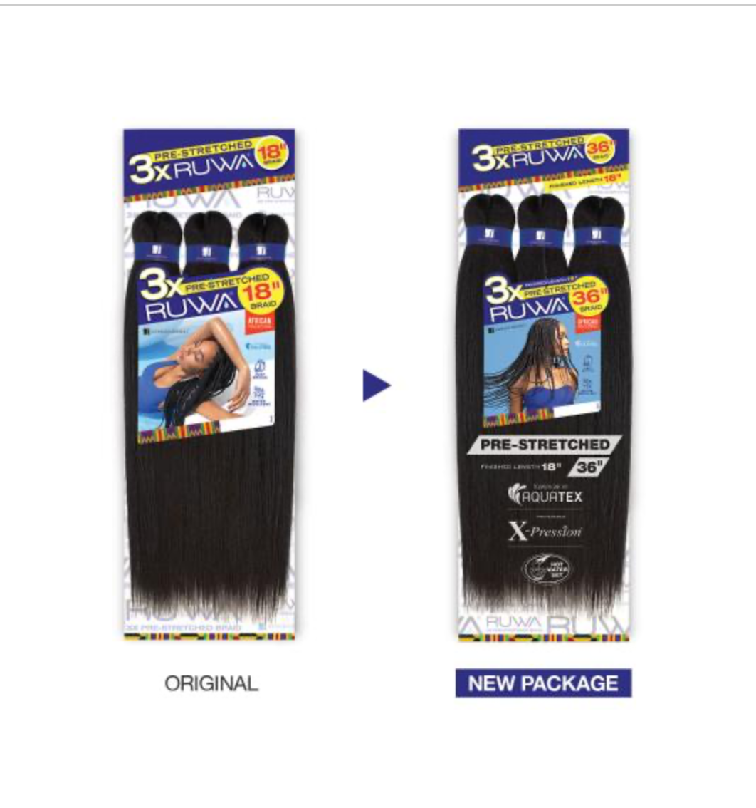 3X RUWA PRE-STRETCHED BRAIDING HAIR 36''