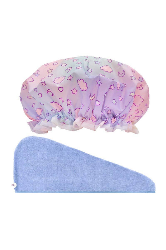 PINEAPPLE Beauty - CALA 69262 Star Moon 2pc Shower Cap & Hair Turban Set