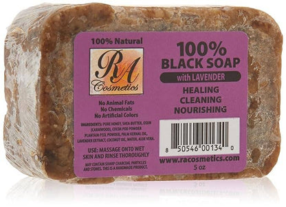 RA Cosmetics, LLC - African Black Soap Bar Lavender 5 oz