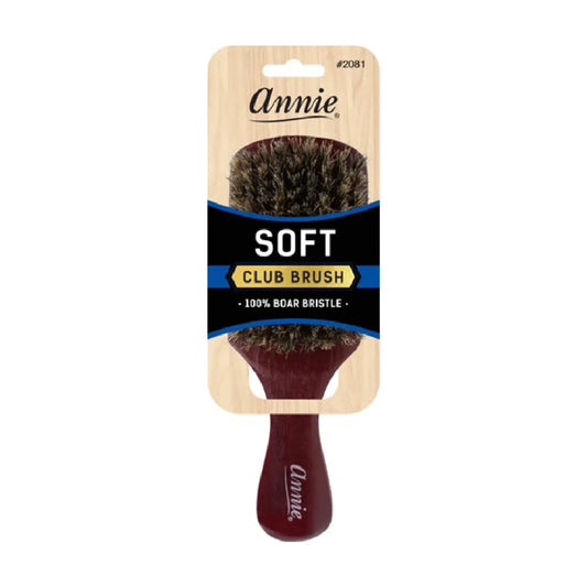 Annie - Annie Soft Club Brush 100% Pure Boar Bristles Dark Brown