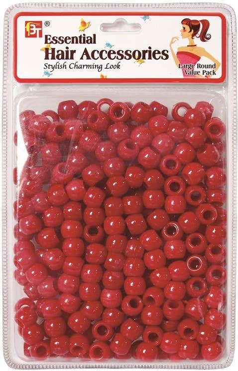 MI Hair Distribution - LARGE ROUND BEADS VALUE PACK (RED)