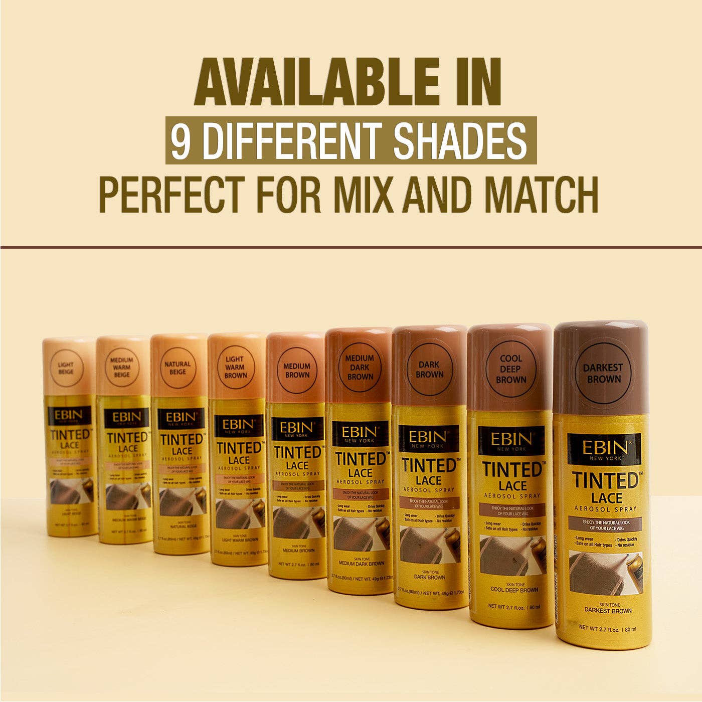 EBIN NEW YORK - Tinted Lace Aerosol Spray 5.07oz/150ml: Medium Brown