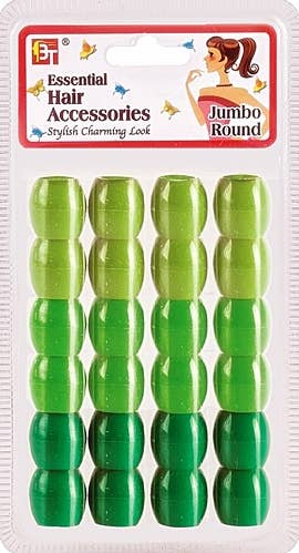 MI Hair Distribution - ROUND BEADS 24 PCS -  JUMBO - GREEN