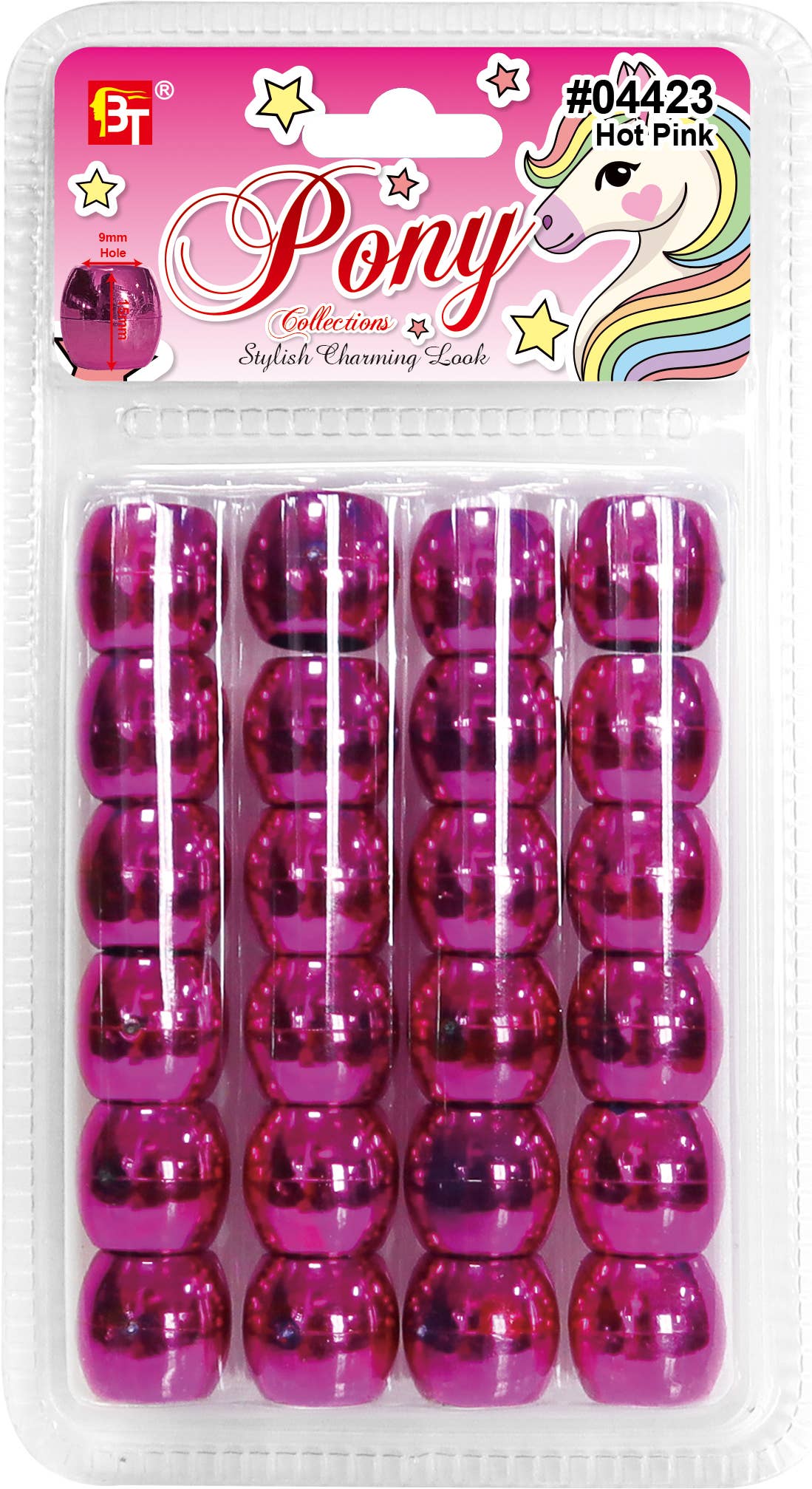 MI Hair Distribution - METALIC JUMBO ROUND BEADS (HOT PINK)