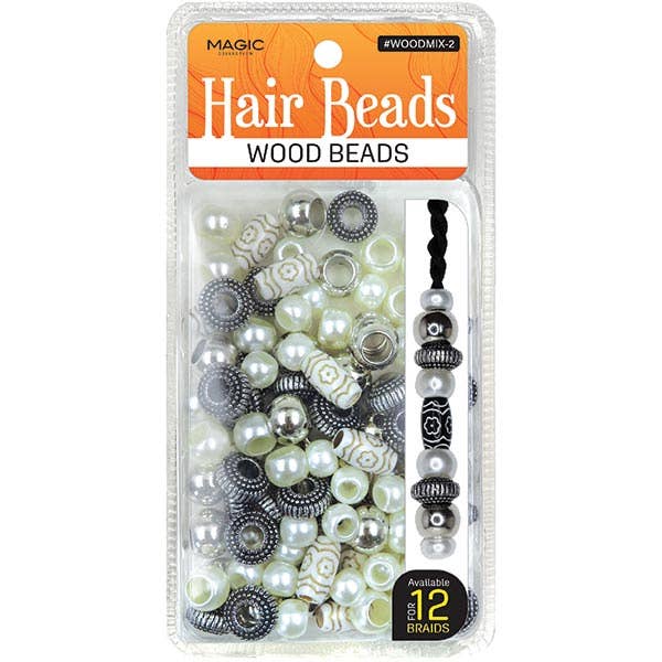 Hair Beads Wood Beads Mix Designs: DESIGN 3