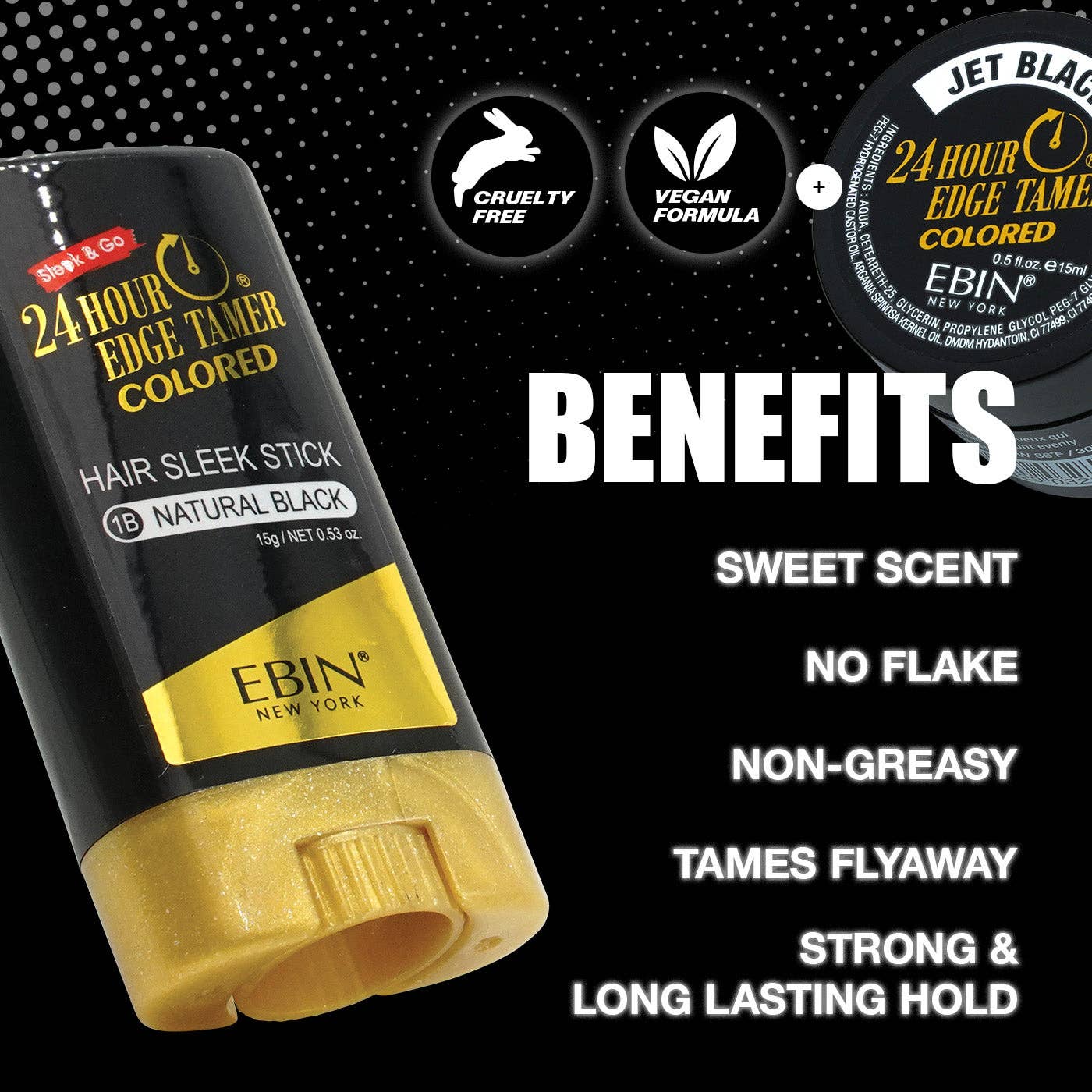 EBIN NEW YORK - 24 Hour Colored Edge Tamer - Natural Black: 0.5oz