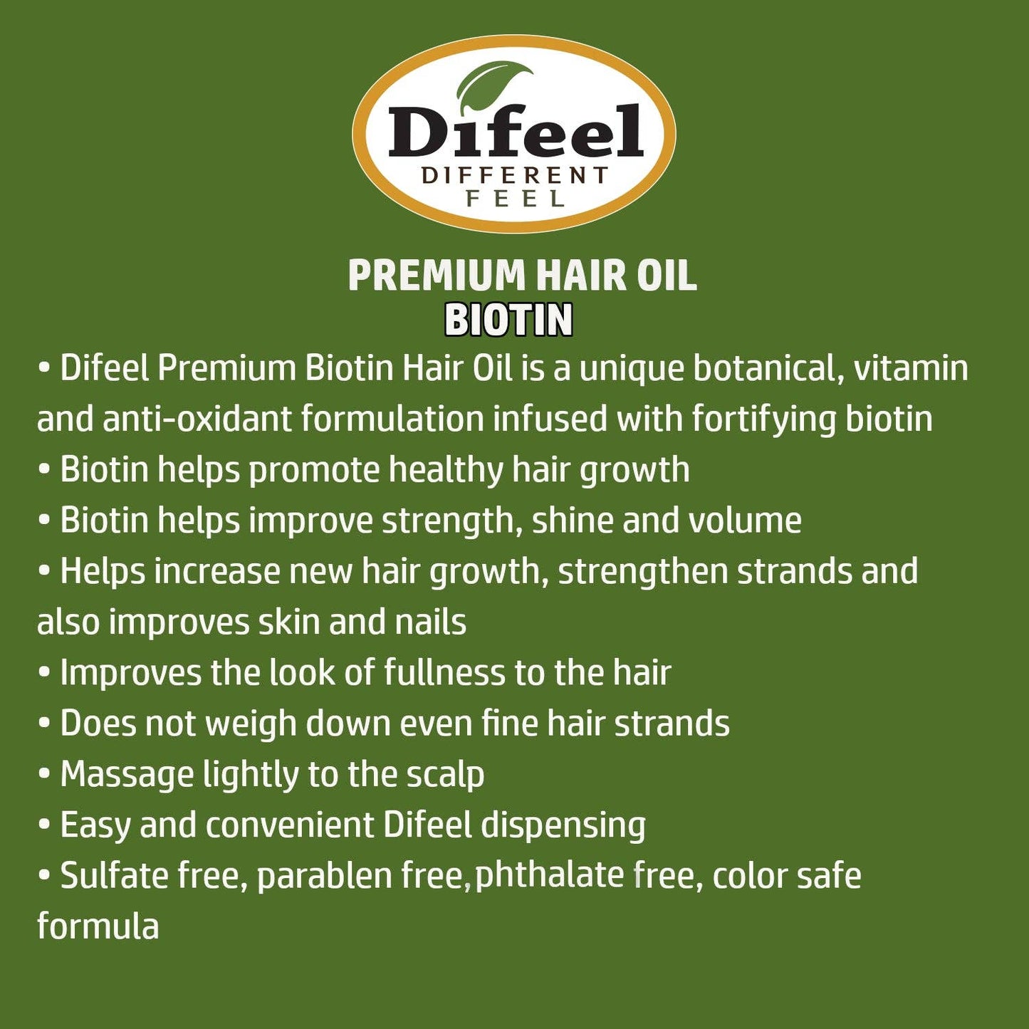 Difeel - Premium Biotin Hair Oil 7.1 oz.