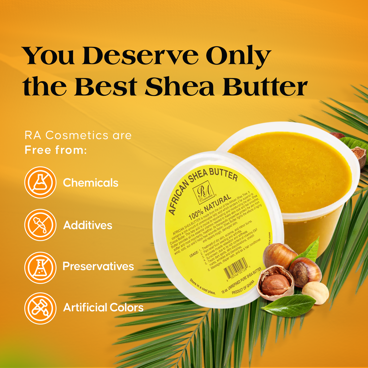 RA Cosmetics, LLC - 100% African Shea Butter Yellow 16 oz