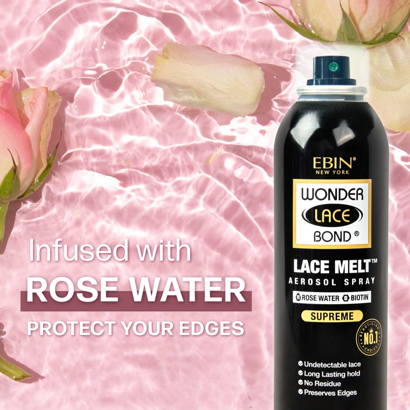 EBIN NEW YORK - WONDER LACE BOND LACE MELT AEROSOL SPRAY- ROSEWATER: 6.08OZ/180ML
