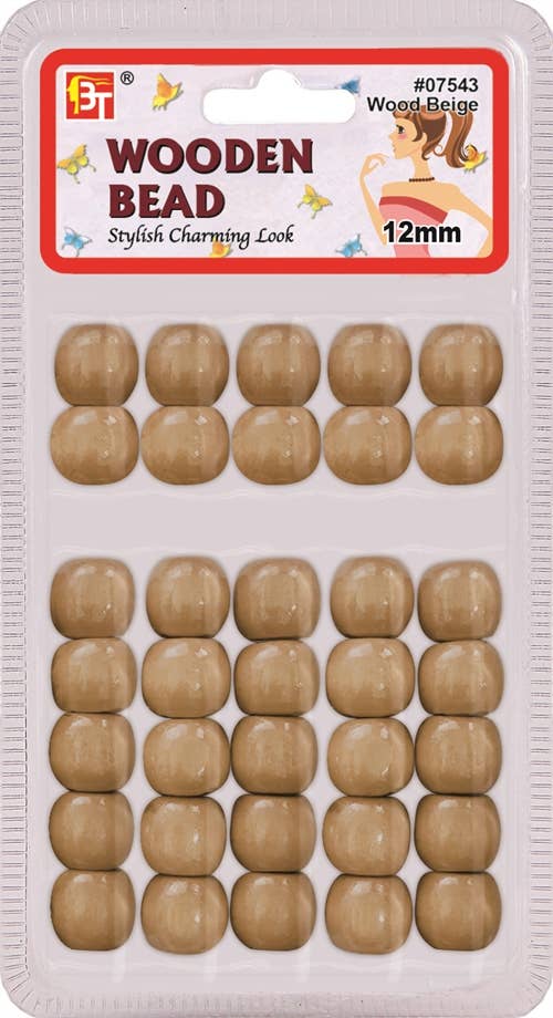 MI Hair Distribution - WOODEN BEAD 12MM (BEIGE)