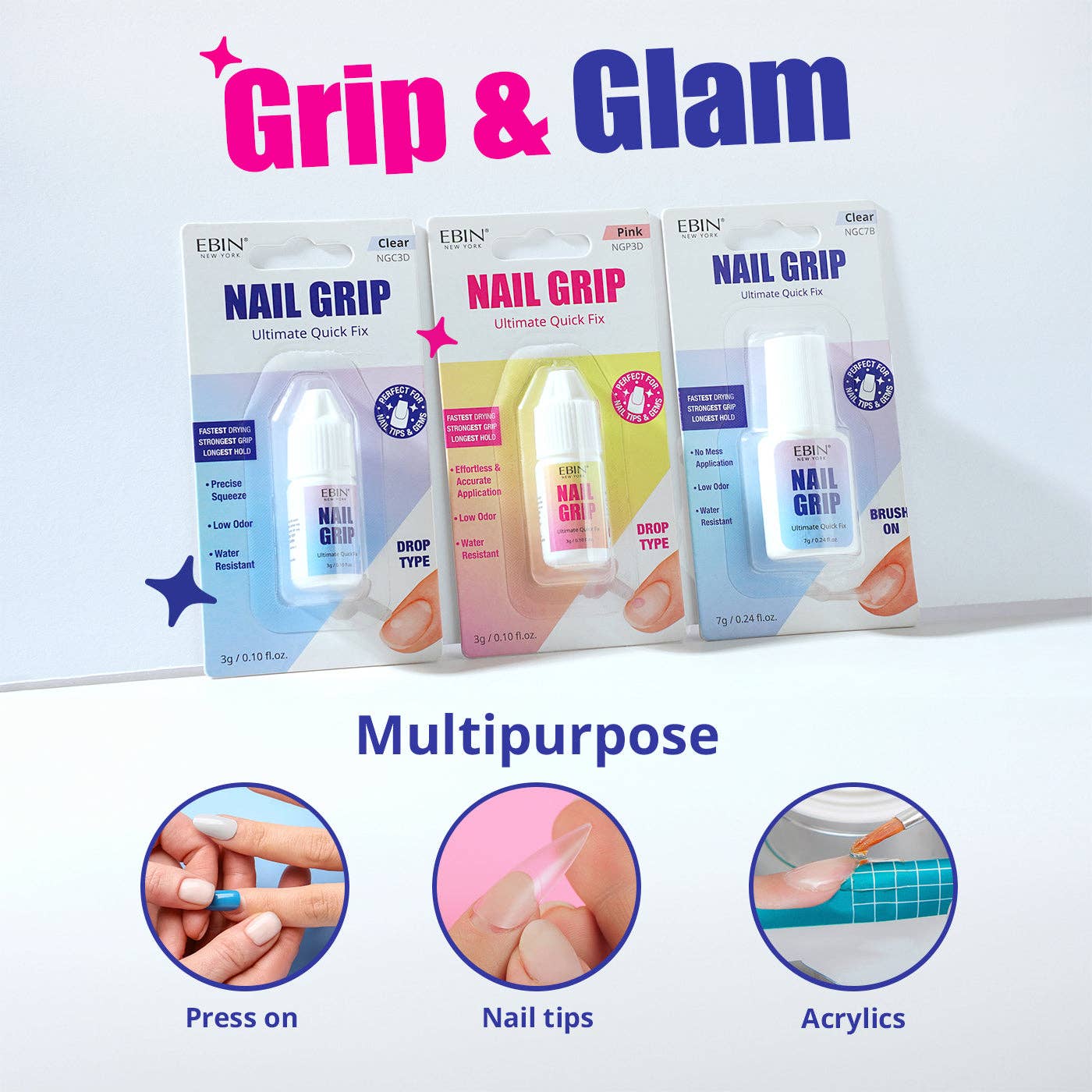 EBIN NEW YORK - Nail Grip: Clear♥Drop