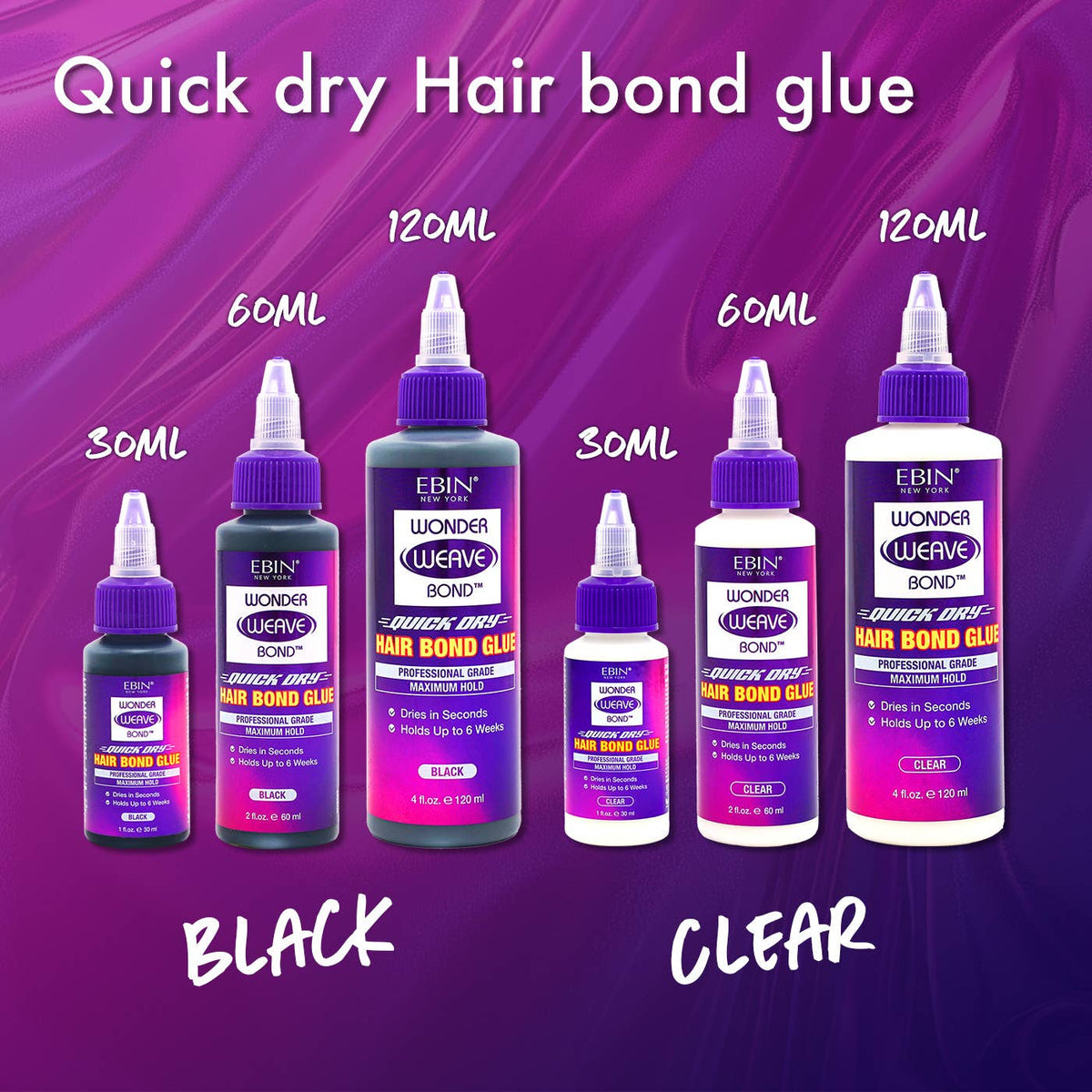 EBIN NEW YORK - Wonder Weave Bond Hair Bond Glue (Black): 2oz/60mL