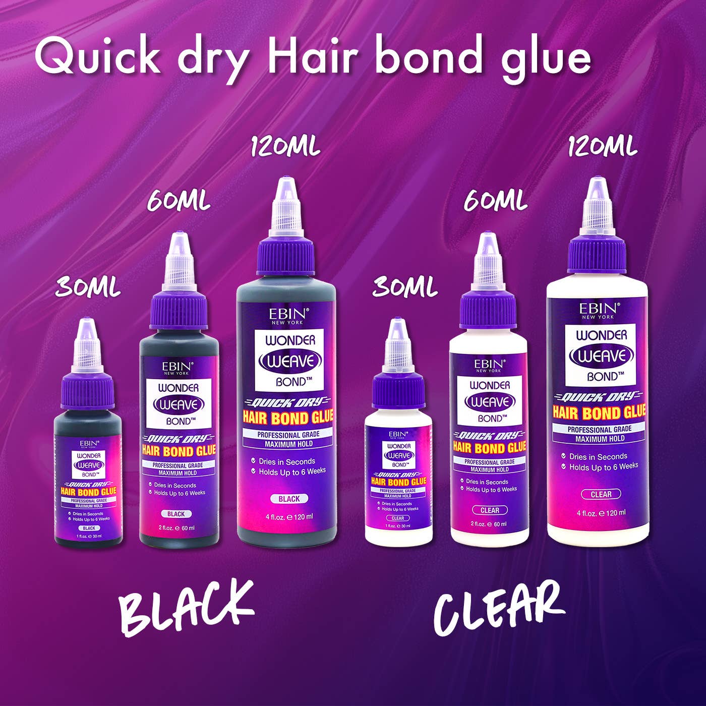 EBIN NEW YORK - Wonder Weave Bond Hair Bond Glue (Black): 1oz/30mL