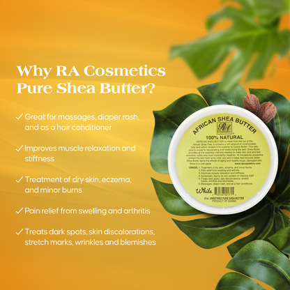 RA Cosmetics, LLC - 100% African Shea Butter White/Ivory 8 oz