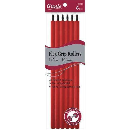 Annie - Annie Flex Grip Rollers 1/2In Dia 10In Long 6Ct Red