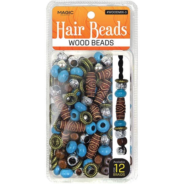Hair Beads Wood Beads Mix Designs: DESIGN 3