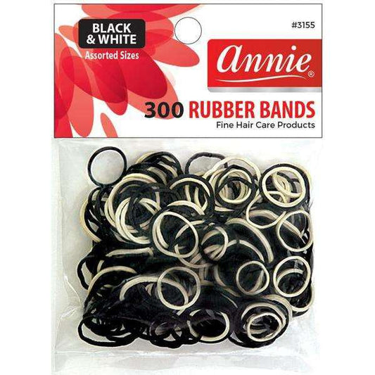 Annie - Annie Rubber Bands Asst Size 300Ct Black and White