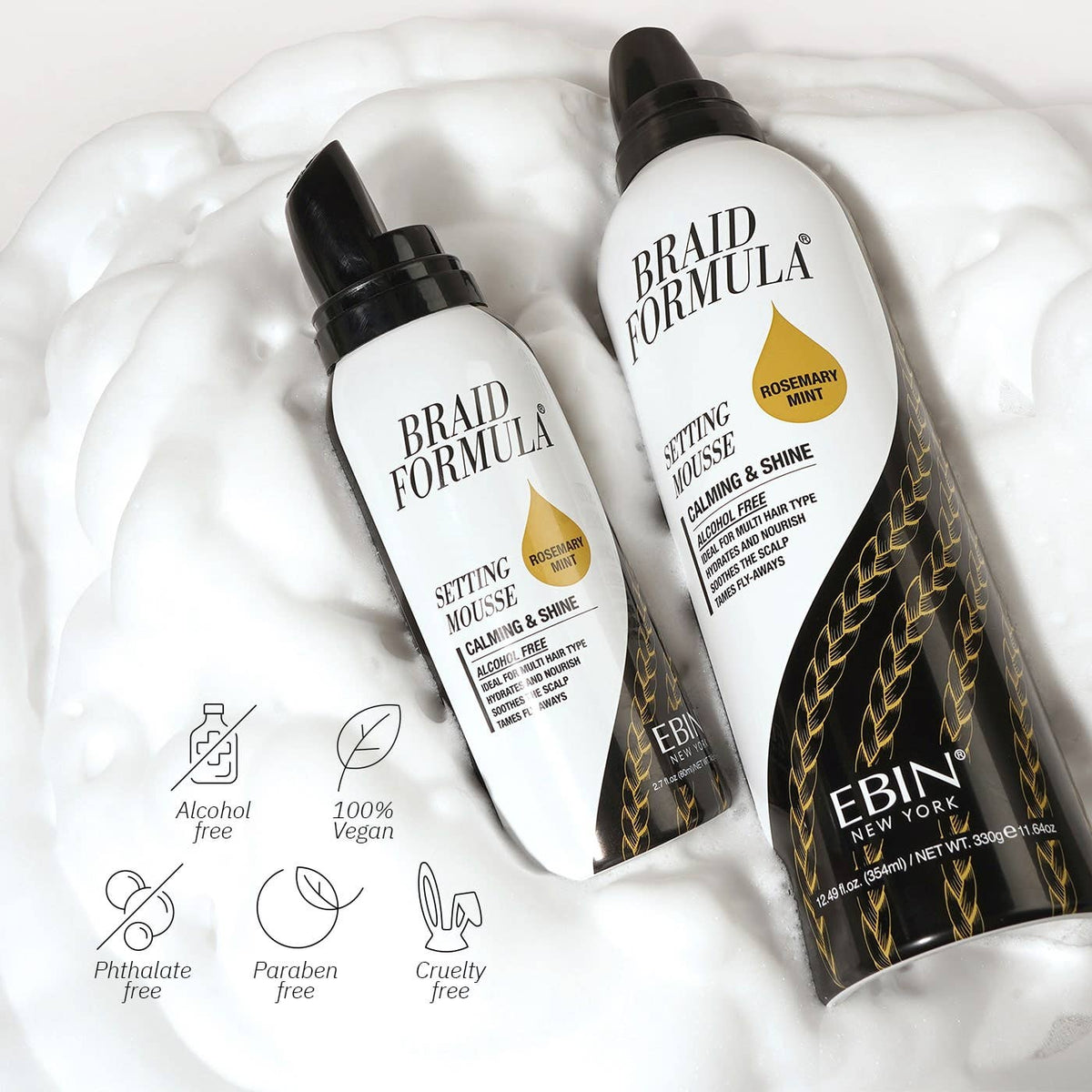 EBIN NEW YORK - SETTING MOUSSE CALMING & SHINE - ROSEMARY MINT: Travel / Mini