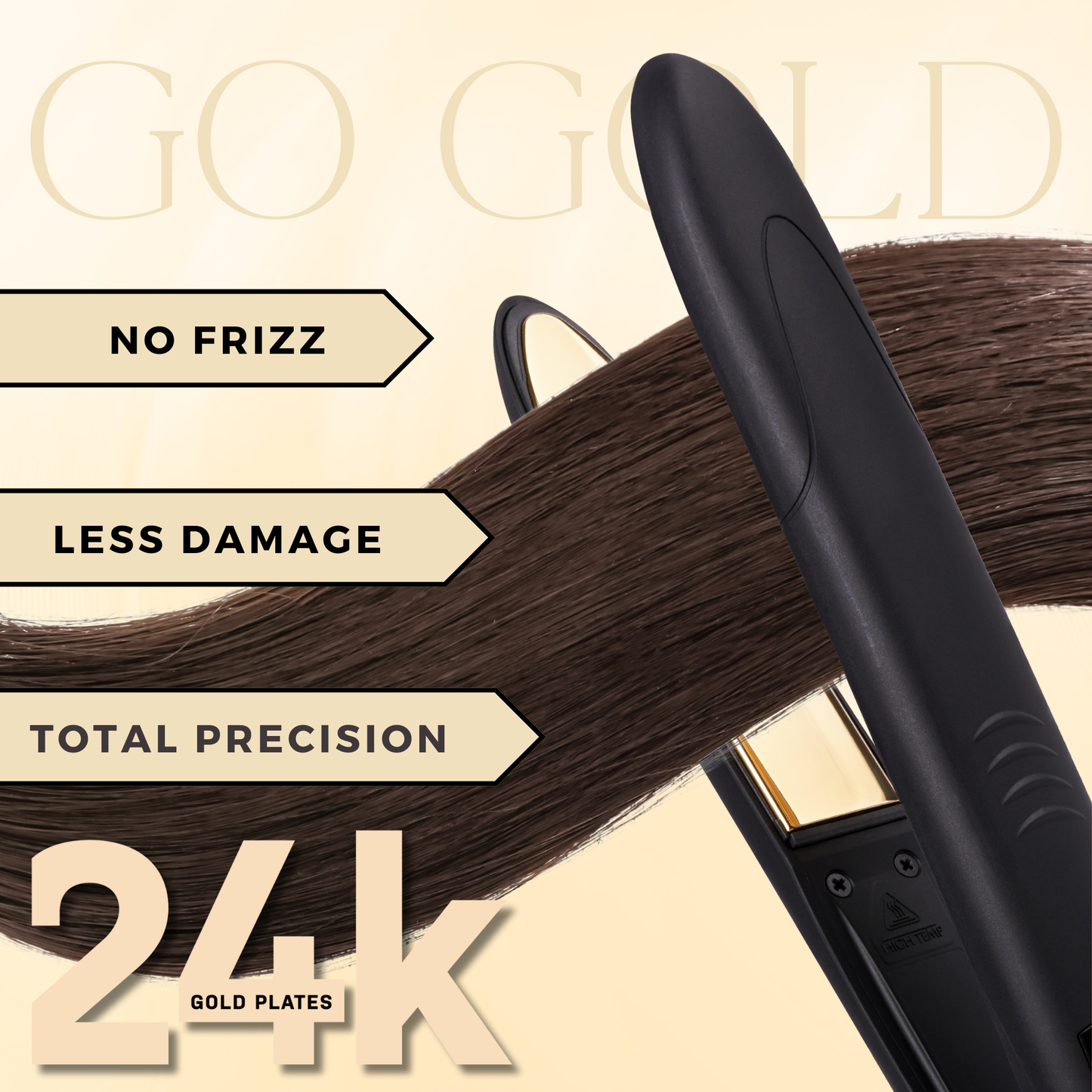 Hot & Hotter Digital Nano Titanium Gold Flat Iron 1in, Black