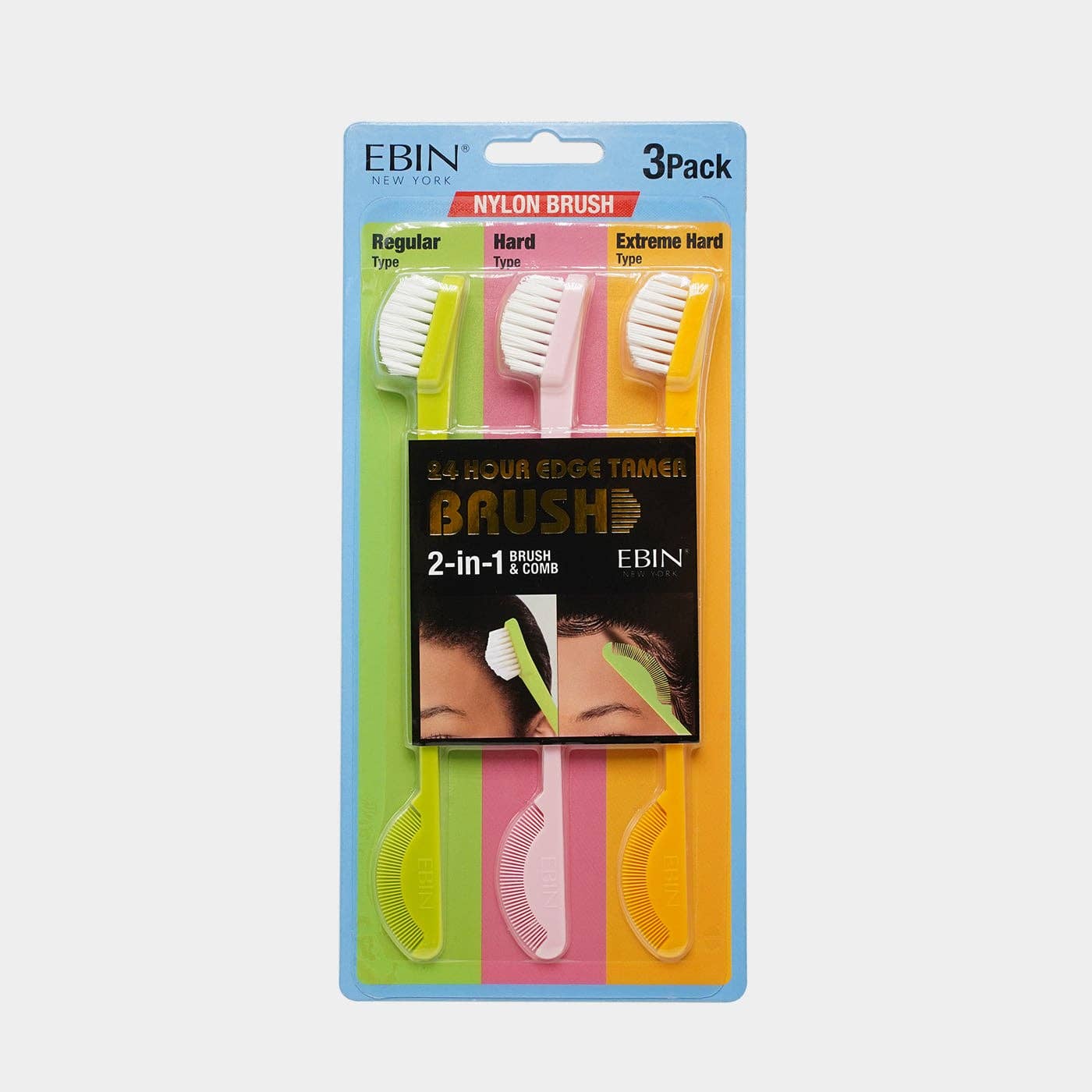 EBIN NEW YORK - 24 Hour Edge Tamer Brushes Nylon - 3 Pack: Nylon Brushes