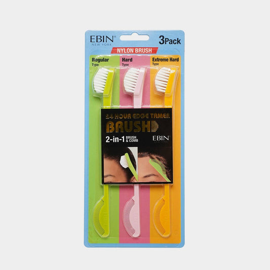 EBIN NEW YORK - 24 Hour Edge Tamer Brushes Nylon - 3 Pack: Nylon Brushes