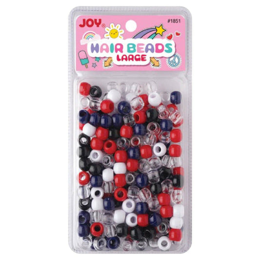 Annie - Joy Large Hair Beads 240Ct Black, White, & Red