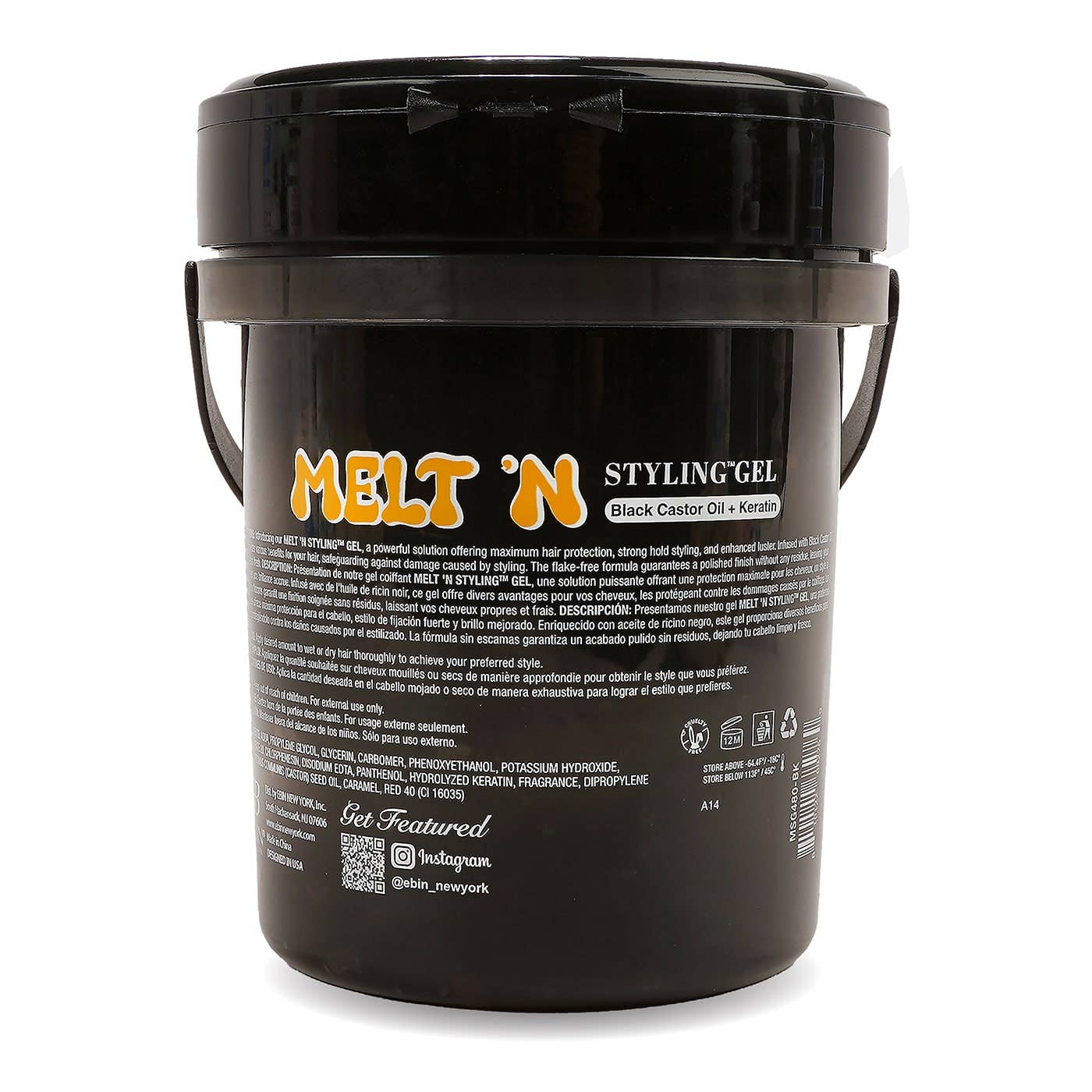 EBIN NEW YORK - MELT'N Styling Gel - Black Castor Oil + Keratin 32oz/946ml