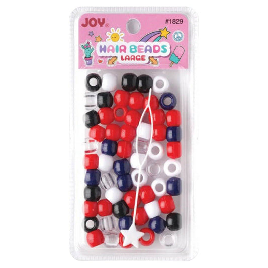 Annie - Joy Large Hair Beads 60Ct Black, White, Red, Clear