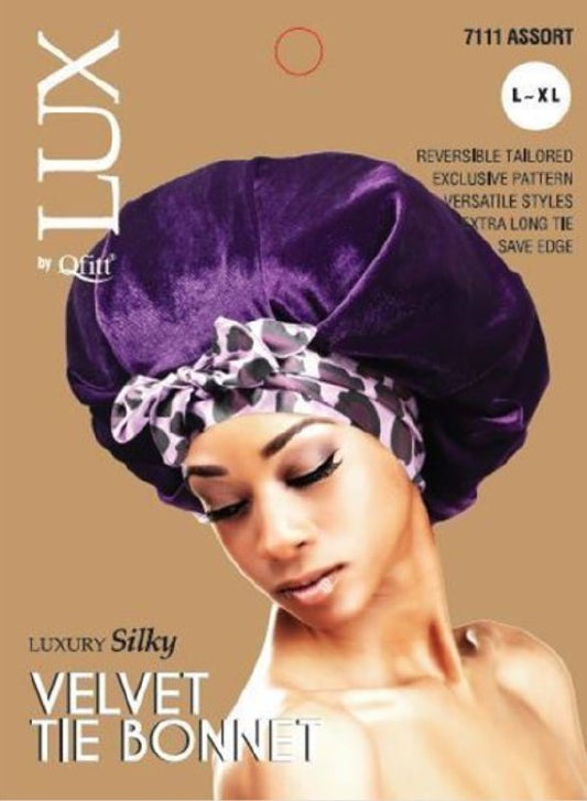 Qfitt-Lux-Luxury Silky-velvet tie bonnet-assort-LXL