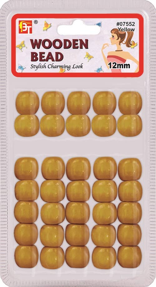 MI Hair Distribution - WOODEN BEAD 12MM (YELLOW)