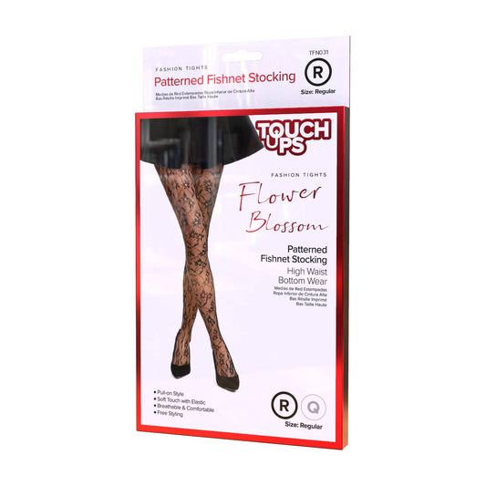 Touch Ups Patterned Fishnet Stockings: Flower Blossom - Queen