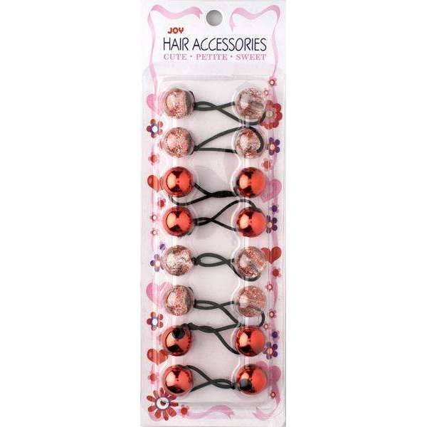 Annie International - Joy Twin Beads Ponytailers 8Ct Assorted Red