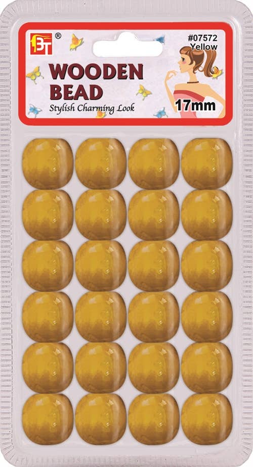 MI Hair Distribution - WOODEN BEAD 17MM (YELLOW)