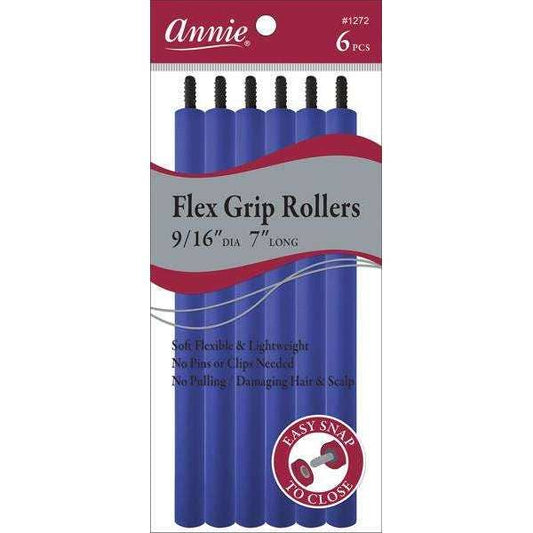 Annie Flex Grip Rollers 9/16In Dia 7In Long 6Ct Blue