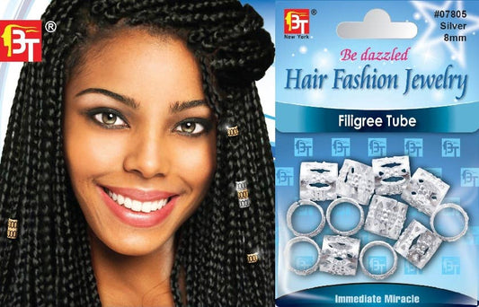 MI Hair Distribution - BRAID JEWELRY FLIGIREE TUBE-8 MM SILVER