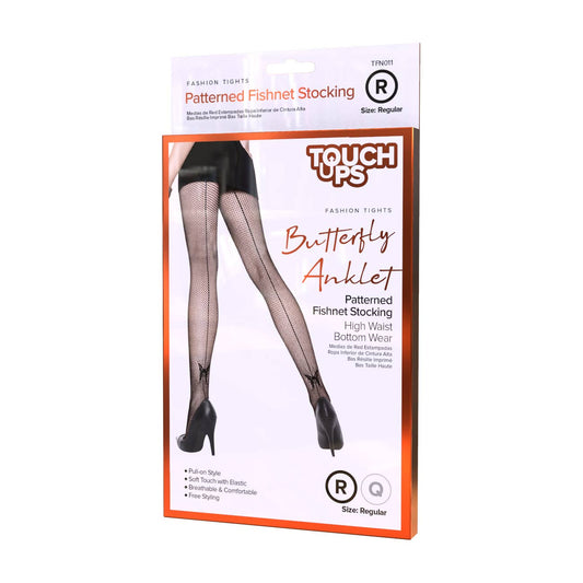 Touch Ups Patterned Fishnet Stockings: Butterfly Anklet - Queen