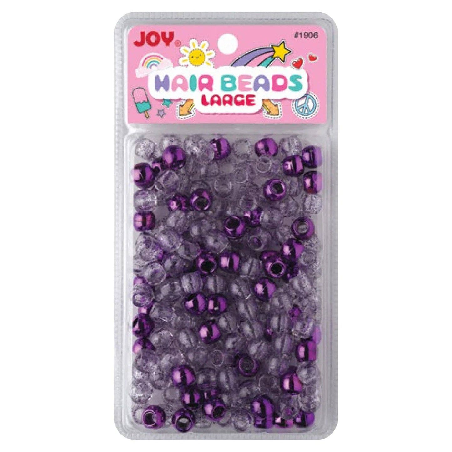 Annie - Joy Large Hair Beads 240ct Purple Metallic & Glitter