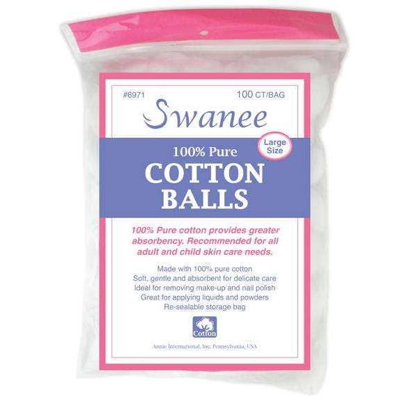 Annie International - Swanee Cotton Ball L 100Ct White 100% Pure Cotton