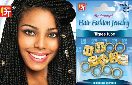 MI Hair Distribution - BRAID JEWELRY FLIGIREE TUBE-8 MM GOLD