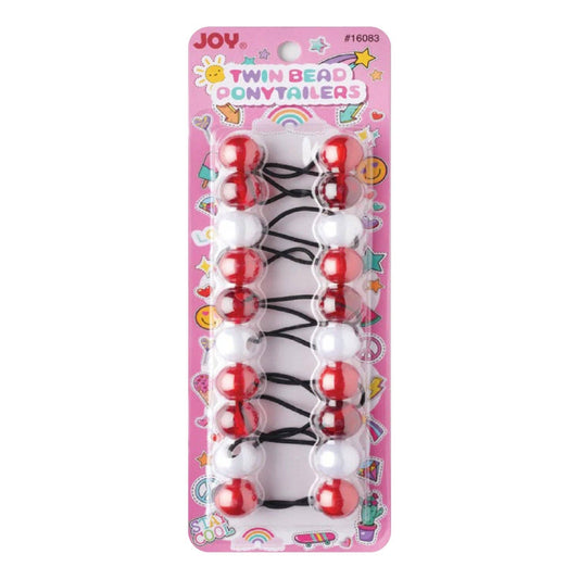 Annie International - Joy Twin Beads Ponytailers 10Ct Asst Red