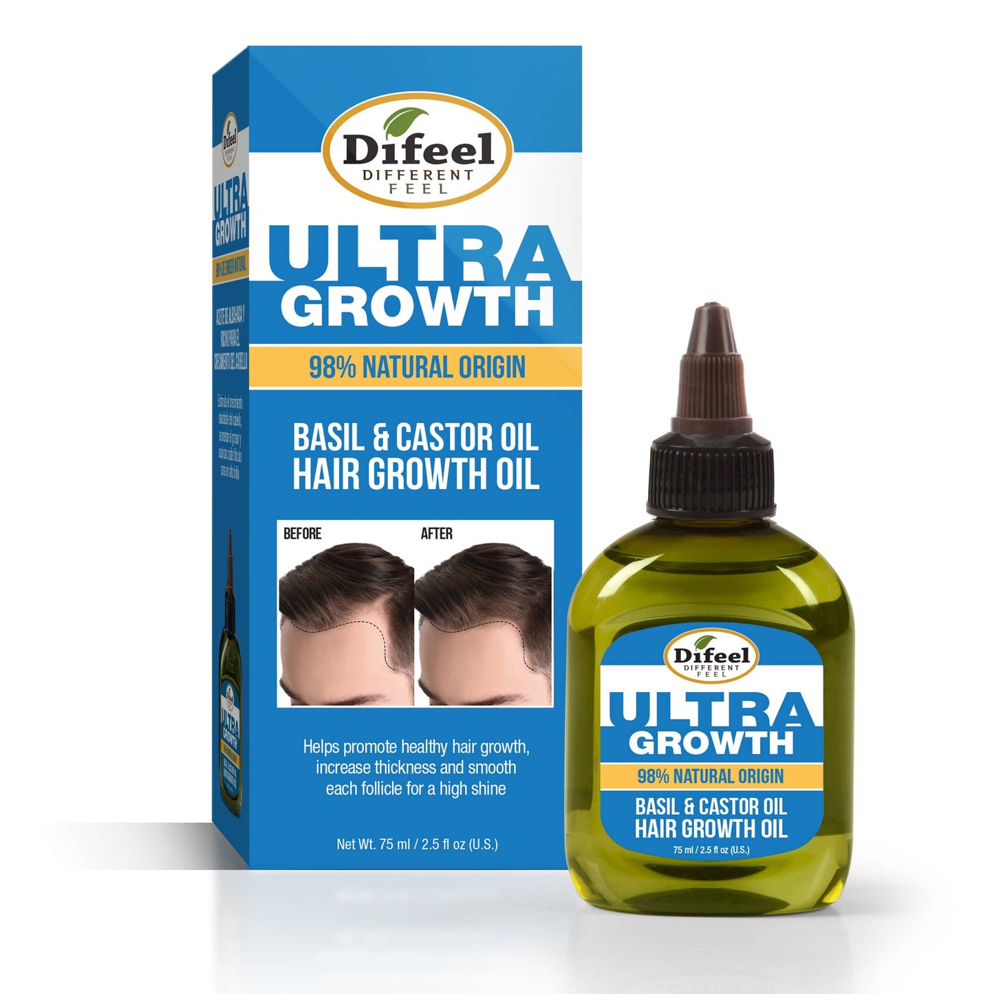 Difeel - MENS Ultra Growth Basil & Castor Hair Growth Oil 2.5 fl. oz.