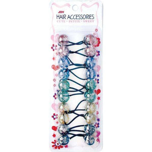 Joy Twin Bead Ponytailers 10ct Asst Clear w/ Glitter