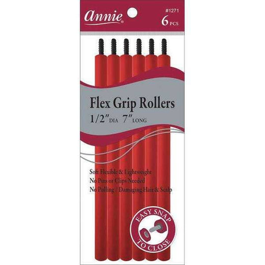 Annie Flex Grip Rollers 1/2In Dia 7In Long 6Ct Red