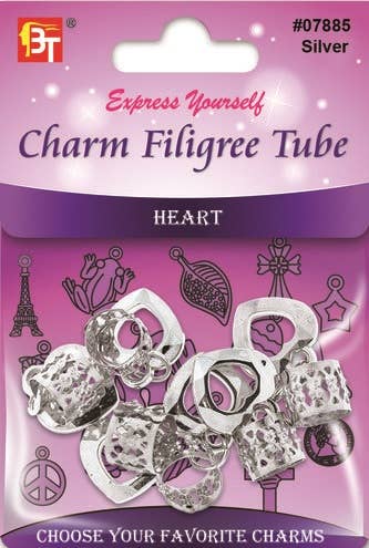 MI Hair Distribution - BRAID JEWELRY CHARMS-HEART - SILVER