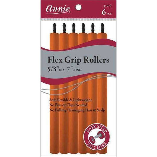 Annie Flex Grip Rollers 5/8In Dia 7In Long 6Ct Orange